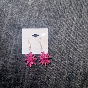Pink Glitter Dangle Earrings